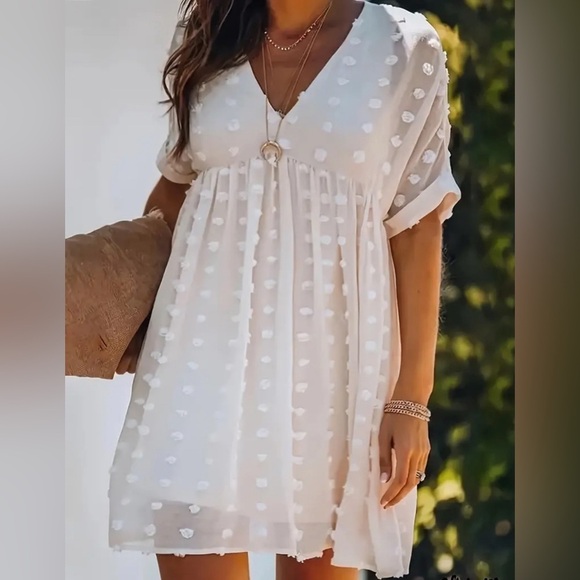 NIP-Swiss Dots Plus Size V Neck Dress - Picture 5 of 7